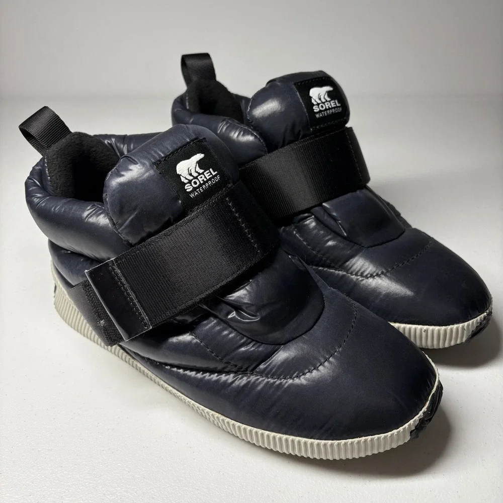 SOREL Womens Out N About Puffy Waterproof Winter Sneaker Boots Size 8 Navy‎ Blue